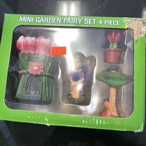 Mini Garden Fairy Set 4-Piece New True Living Outdoor House Sign Succule... - $5.18
