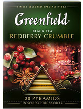 GREENFIELD REDBERRY CRUMBLE BLACK TEA 20 PYRAMIDS - £5.46 GBP