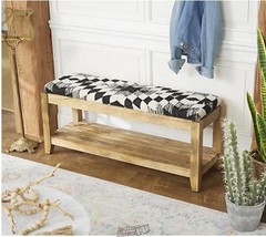 Sister Road by JG 44&quot; Upholstered Wood Bench with Shoe Shelf - £244.13 GBP