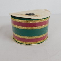 Red Green Gold Striped 2-3/4&quot; Ribbon x 25 Yds Lion Brand Christmas Appla... - £6.16 GBP