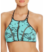 Nanette Lepore Floral Embossed Jacquard High Neck Bikini Top, Jade, S - £11.43 GBP