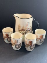 Capri by Royal Sealy Pitcher And 4 Cups Vintage Japanese Porcelain. - $23.51