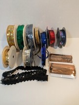 Mixed Lot Of Sequin Ribbon 10 Spools + Packages Assorted Lengths Colors - £12.20 GBP