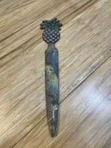 Vintage Brass Enamel Pineapple Letter Envelope Opener - $24.74