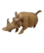 Hand Carved Wooden Boar Pig Figurine 7.5” Rustic Animal Sculpture Razorback - $523.69 MXN