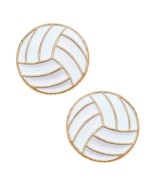 Volleyball Enamel Stud Earrings in White - $350.22 MXN