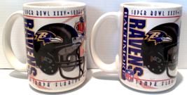 VTG Super Bowl 35 Mug Baltimore Ravens vs NY Giants XXXV Tampa 2001 LOT OF 2 - £28.43 GBP