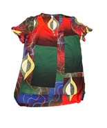 Unbranded Blouse Womens Large Colorful Abstract Print Tunic Shirt Preppy... - $14.99