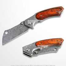 8&quot; Damascus Style Spring Assisted Open Folding Knife Pocket Cleaver Razor Blade - £14.07 GBP