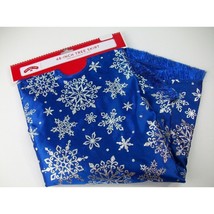 Holiday Time 48&quot; Blue Satin Silver Glitter Star Snowflake Christmas Tree... - £23.58 GBP