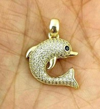 2Ct Round Cut Simulated Moissanite Dolphin Shape Pendant 14k Yellow Gold Plated - £107.07 GBP