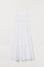 H&amp;M V-neck Cotton Dress White Xxl New W Tag - £54.20 GBP