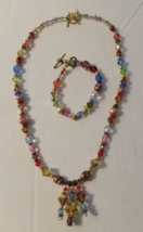 Swarovski Crystal Freshwater Pearl Wire Choker Necklace and bracelet set - $37.39