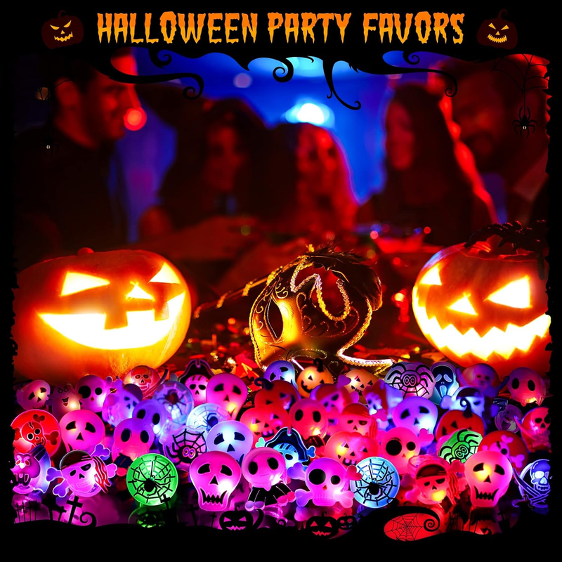 50 Pcs LED Flash Light up Rings - Halloween Toys for Kids, Party Favors & Goodie Item image 5
