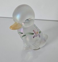 Vintage Fenton Opalescent Hand Painted Glass Duck Figurine Artist Signed Hopkins - £27.77 GBP