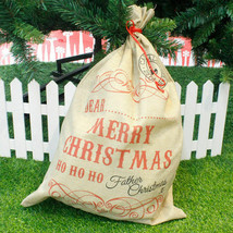 Large Burlap Santa Claus Sack Christmas Stocking Drawstring Gift Bag Storage - £12.65 GBP