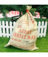 Large Burlap Santa Claus Sack Christmas Stocking Drawstring Gift Bag Sto... - £12.46 GBP