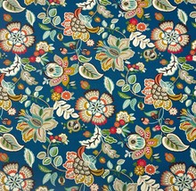 Richloom Telfair Peacock Blue Red Floral Outdoor Multiuse Fabric By Yard 54&quot;W - £7.98 GBP