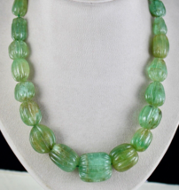 Antique Natural Colombian Emerald Beads Carved 27MM 900 Cts Gemstone Necklace - £4,631.40 GBP