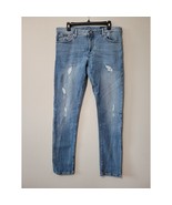 A/X Armani Exchange Jeans Mens 33 x 32 Blue J14 Distressed Denim Skinny - $33.99