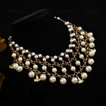 French Vintage Multi-layer Necklace Pearl Clavicle Necklace Wedding Dress - £41.29 GBP