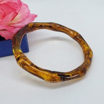 Amber Color Smoky Lucite Bamboo Bangle Bracelet - £13.50 GBP