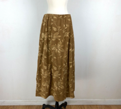 Vintage Sag Harbor Brown Faux Suede Midi Skirt A-Line Leaves 6-Gore Boho Preppy - £19.74 GBP