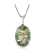 Galaxy Gold GG 14K Solid White Gold Natural Green Amethyst Oval Pendant ... - $519.26