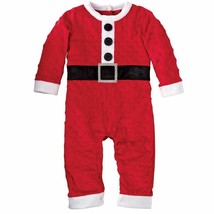 NWT Mud Pie Baby Boys Santa Minky Dot One Piece Romper Outfit Christmas Holiday - £7.96 GBP