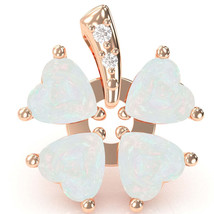 4 Leaf Clover Shamrock Opal Diamond Pendant In 14k Rose Gold - £398.80 GBP