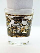 Hawaii Paradise Of The Pacific With Different Scenes Gold And Black Shot Glass - £8.31 GBP