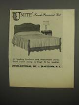 1952 Union-National Unite French Provincial Bed Advertisement - £14.78 GBP