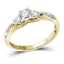 10k Yellow Gold Round Diamond 3-stone Bridal Wedding Engagement Ring 3/8 Ctw - £570.83 GBP