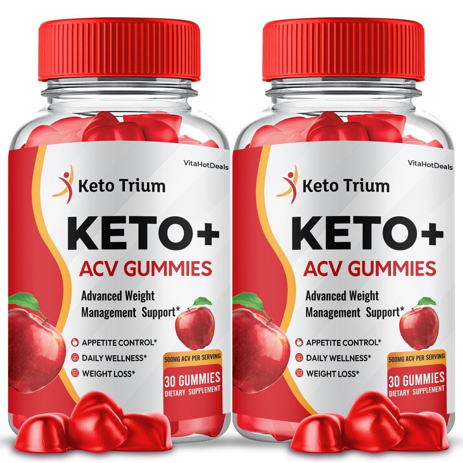 2 Pack Keto Trium ACV Gummies Max Strength Formula Dietary Supplement
