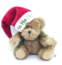 Boyds Bear Mini Christmas Brown Bear with Santa Hat Ho Ho Ho 4&quot; - £11.98 GBP