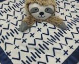 Cloud Island plush tan sloth blue print white security baby blanket love... - $9.89