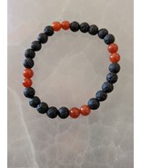 Carnelian and black lava rock  6mm. bead stretch bracelet size 6.5in. - $18.00