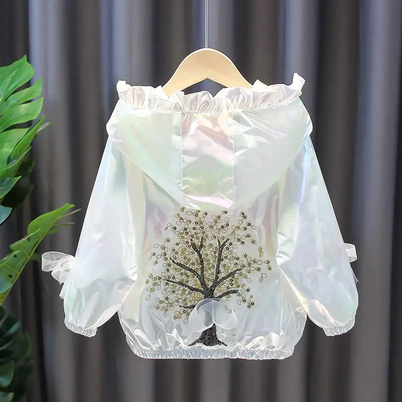 Fashion Summer screen Applique Baby Girls Shinny Jackets Child Coat Spring Child - £90.68 GBP