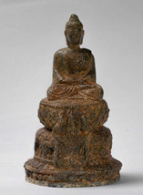 Indian Buddha - Antique Gandhara Style Bronze Meditation Buddha Statue - 21cm/8&quot; - £247.20 GBP