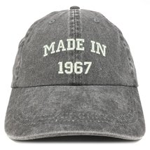 Trendy Apparel Shop Made in 1967 Text Embroidered 56th Birthday Washed Cap - Bla - £16.07 GBP