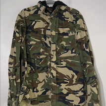 Forever 21 Brown and Green Camouflage Button Up Hooded Jacket - $18.62