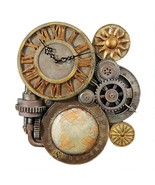 17&quot; Stylized Steampunk Gear Sculpture Wall Clock Roman numerals Reproduc... - $98.01