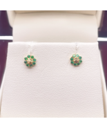 22ct Yellow Gold Diamond Cut Green Cubic Zircon Children&#39;s Earrings - $185.08 CAD