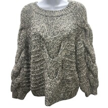 Gap Womens Chunk Knit Sweater Size M Gray Pullover Long Sleeve Black Fis... - $454.55 MXN