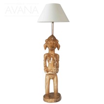 West African Vintage Senufo Maternity Mother-Baby Statue Table Lamp for Decor D1 - £240.16 GBP