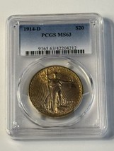 1914 D $20 PCGS MS63 St. Gaudens Gold Double Eagle - Vintage Pre 1933 Gold Eagle - £2,095.23 GBP