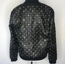 New Woman Black Full Multi Gold Silver Star Studded Biker Quilted Leathe... - $260.99