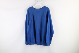 Vintage 90s Streetwear Mens Large Faded Blank Crewneck Sweatshirt Royal Blue USA - £33.28 GBP