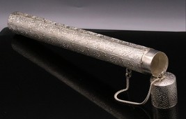 Handmade Silver Pipe Trinket Box Incense Sticks Holder Or Box Temple Art a04 - £155.74 GBP