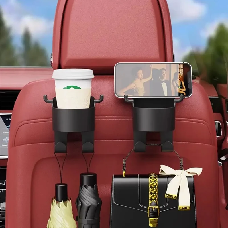 Car Seat Headrest Hook Hanger Storage Organizer with Cup Holder for Handbag - £10.43 GBP